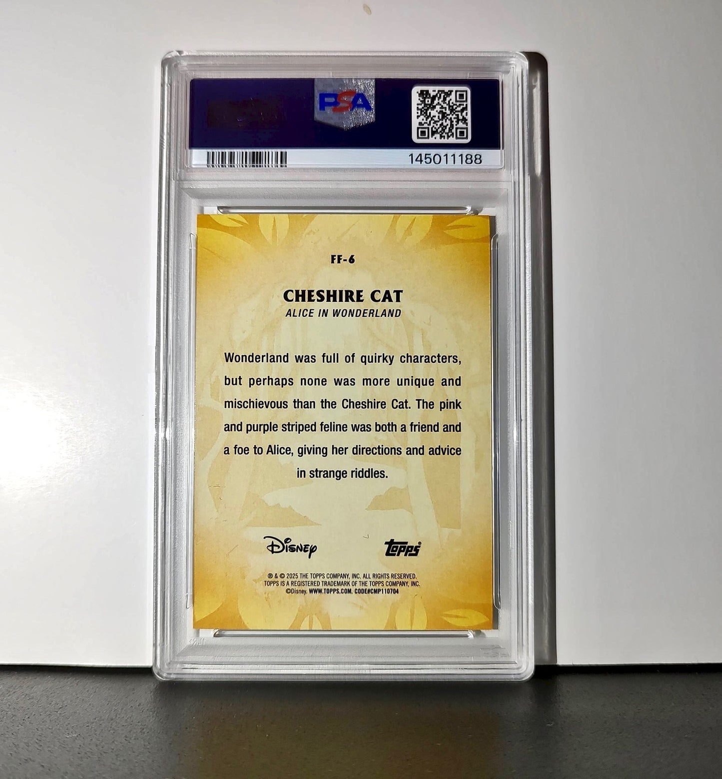 Cheshire Cat 2025 Topps Disney #FF-6 Furry Friends Card PSA 9 MT