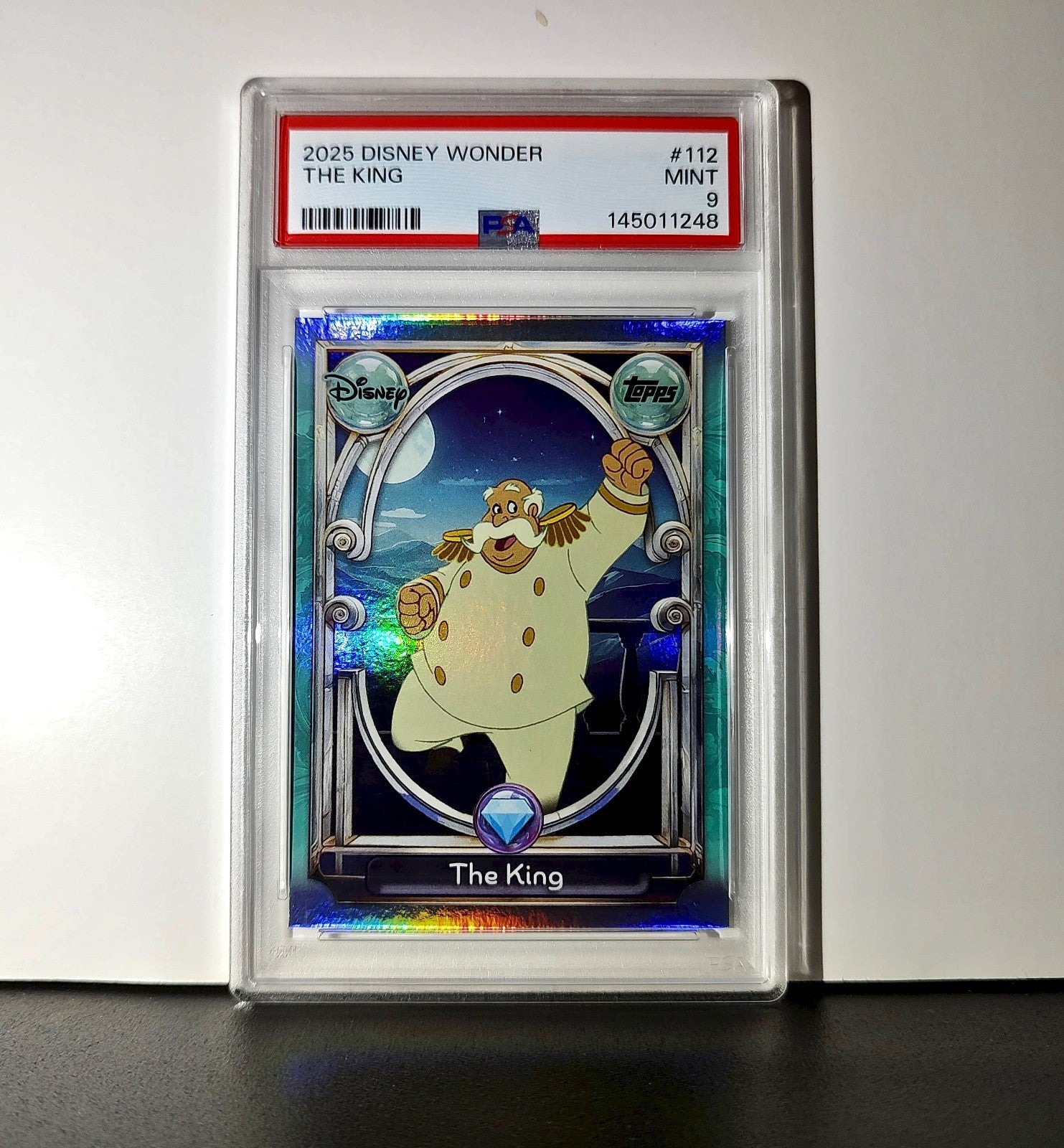 The King 2025 Topps Disney Wonder #112 Diamond Card Cinderella PSA 9