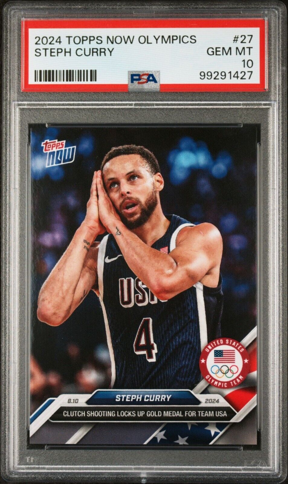 Steph Curry 2024 Topps Now United States Olympic Team Basketball #27 Card PSA 10