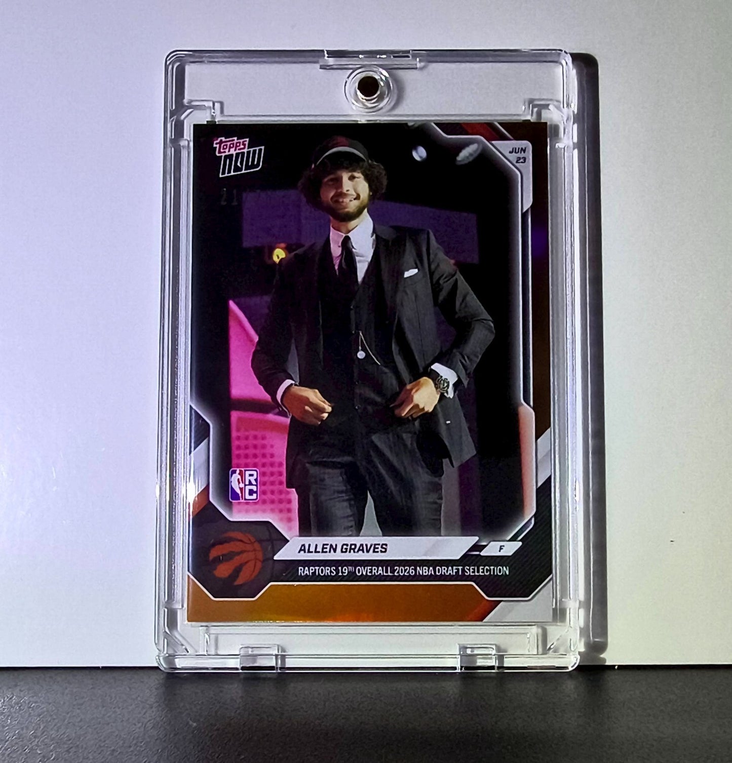 Allen Graves Rookie 2026-27 Topps NBA Draft #AGRA Orange Foil 21/25 Card Raptors