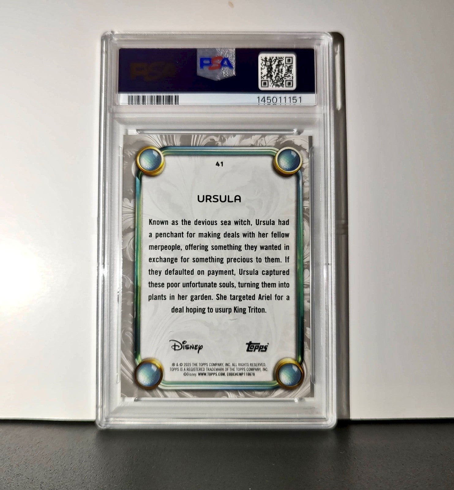 Ursula 2025 Topps Disney Wonder #41 Winter Variant Card The Little Mermaid PSA 8