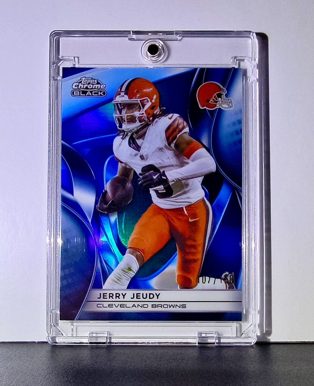 Jerry Jeudy 2025 NFL Topps Chrome Black #27 Blue Refractor Card Browns 107/150