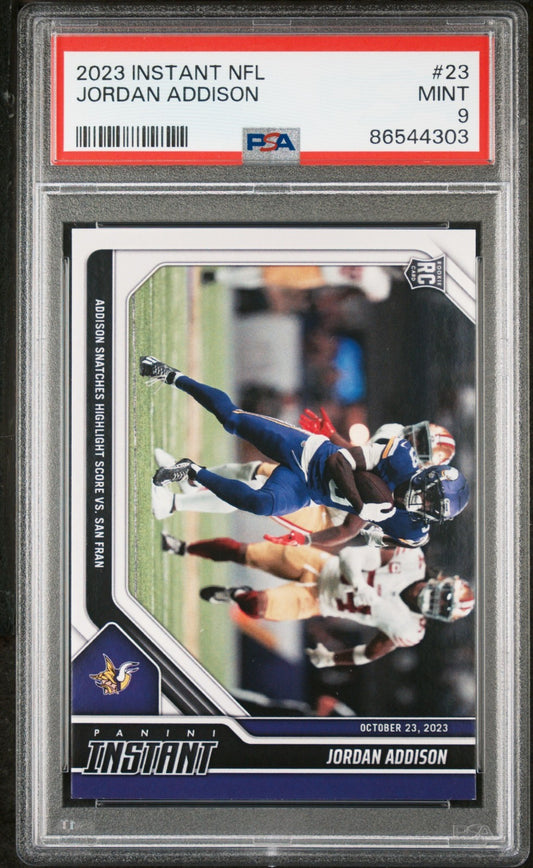 Jordan Addison 2023 Panini NFL Rookie #23 Card 1 of 205 Vikings PSA 9 Mint