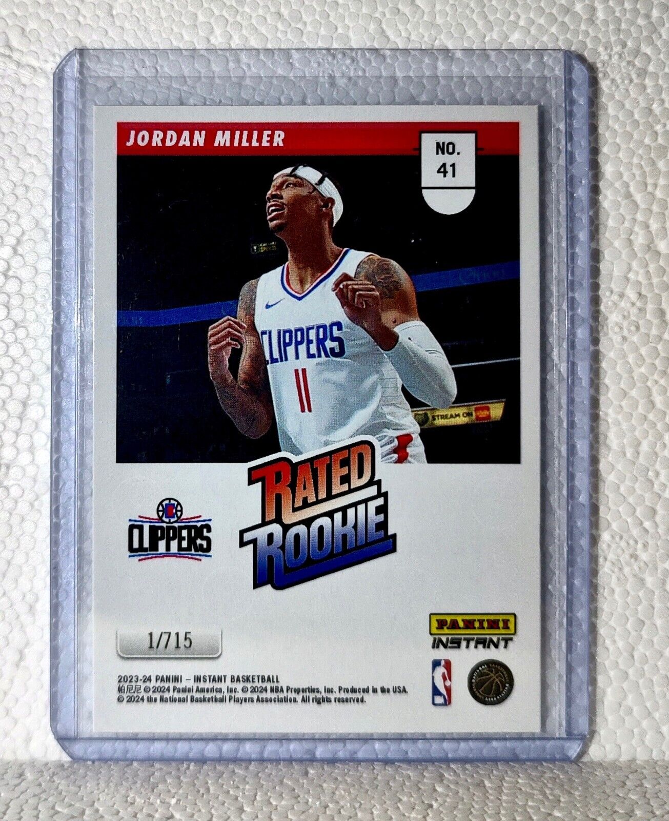 Jordan Miller 2023-24 Panini NBA #41 Rated Rookie Retro Card Clippers 1/715