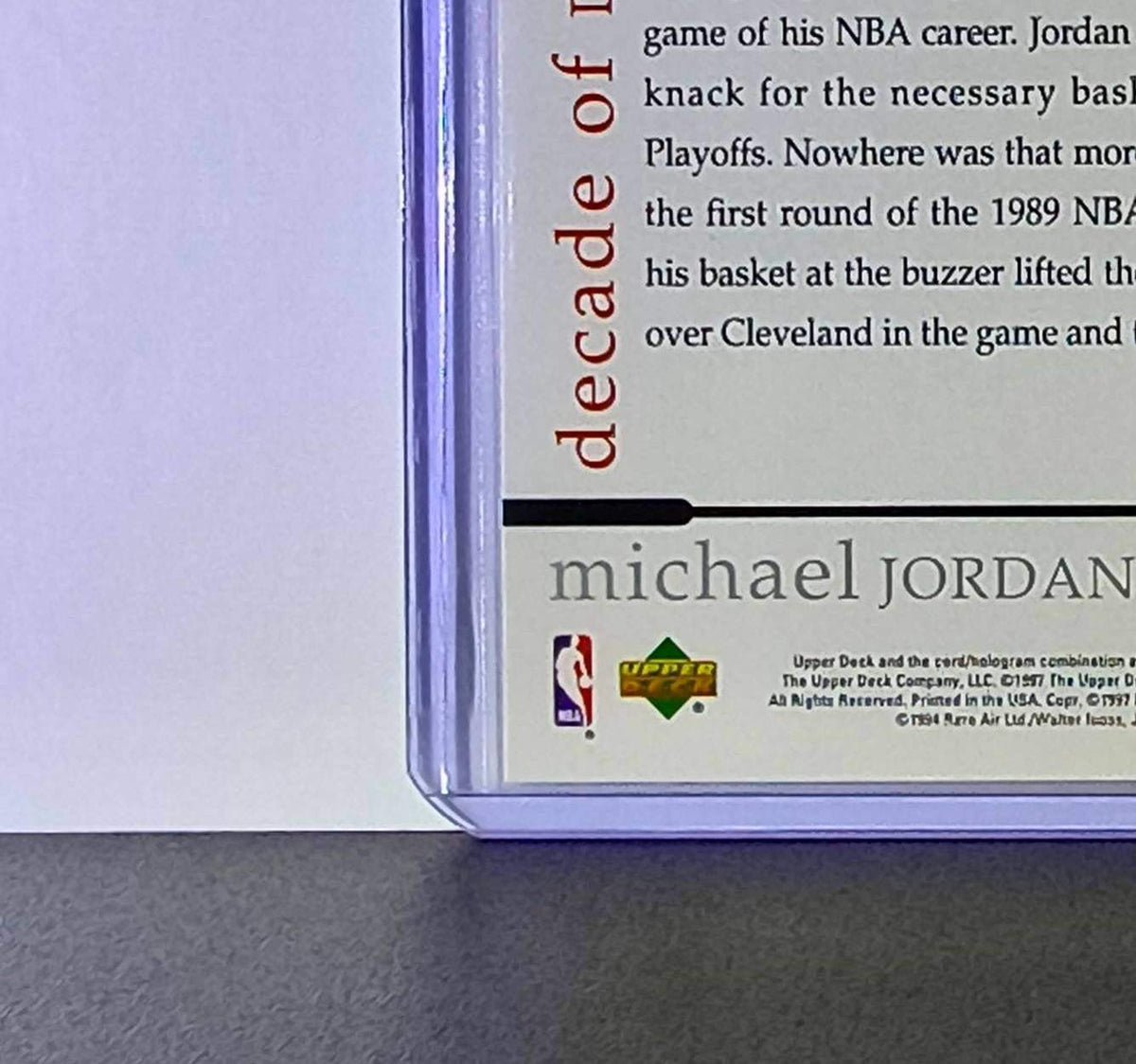 Michael Jordan 1997 Upper Deck Rare Air MJ Decade of Dominance #77 Card Bulls