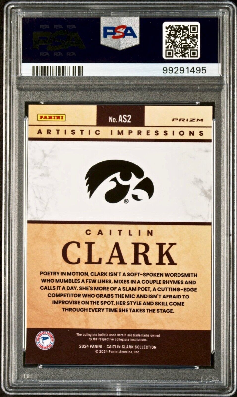 Caitlin Clark 2024 Panini Select Artistic Collections #AS2 Card PSA 9 Mint