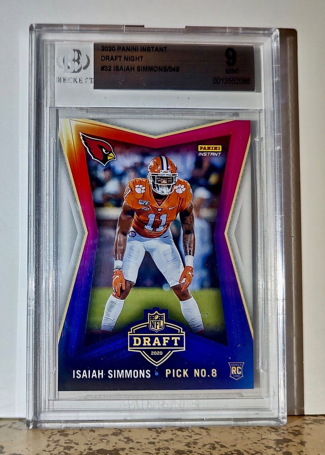 Isaiah Simmons 2020 Panini NFL #32 Draft Rookie 1 of 549 BGS 9 Mint Cardinals