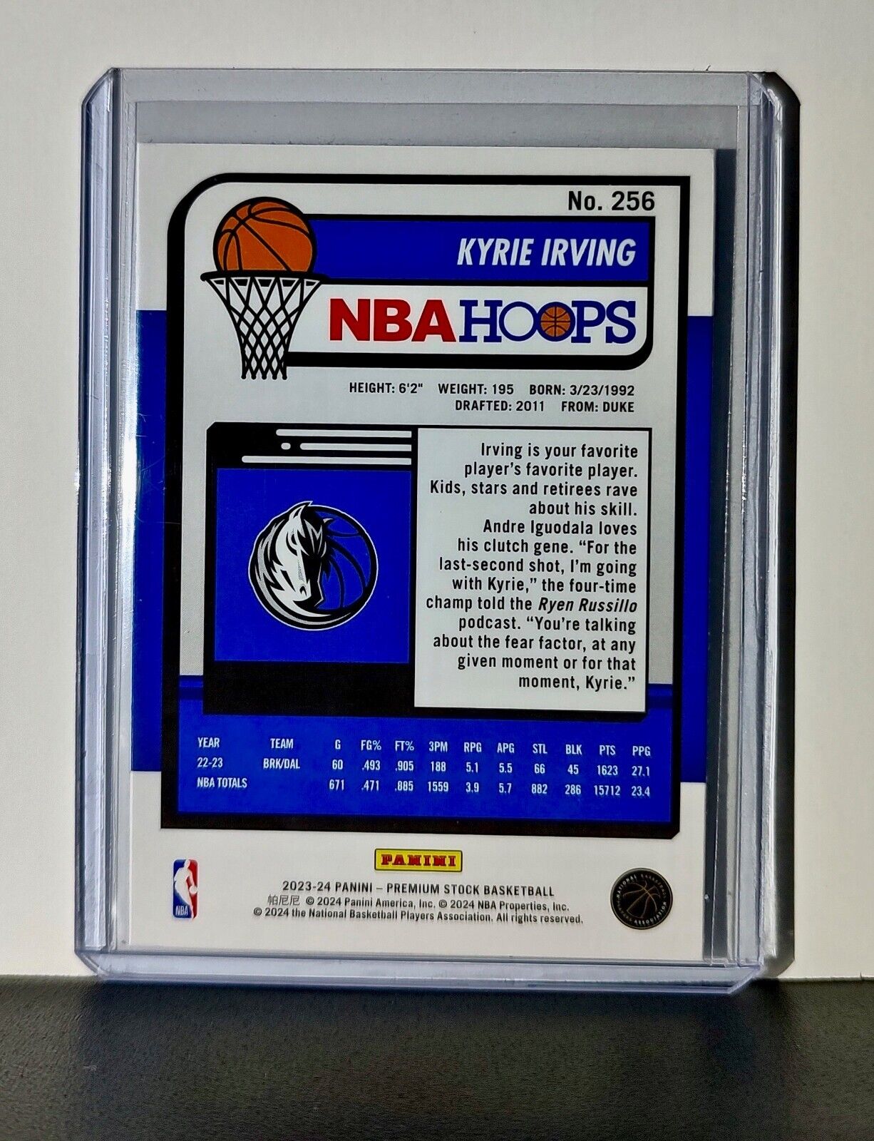 Kyrie Irving 2023-24 Panini Premium Stock NBA Hoops #256 Card Dallas Mavericks