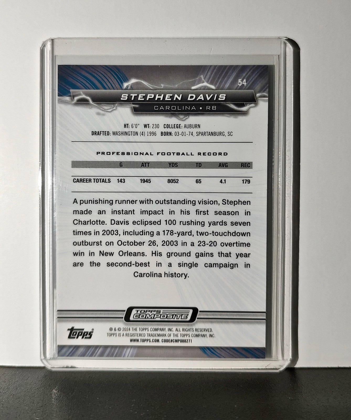 Stephen Davis 2023 Topps Resurgence NFL #54 Card Carolina Panthers