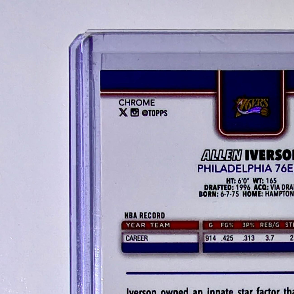 Allen Iverson 2025-26 NBA Topps Chrome Update Refractor #145 Card 76ers