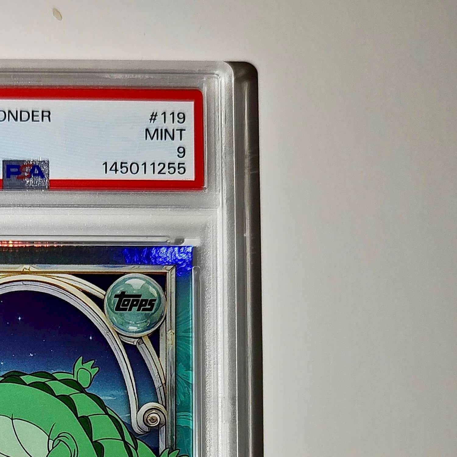 Tick-Tock 2025 Topps Disney Wonder #119 Diamond Card Peter Pan PSA 9