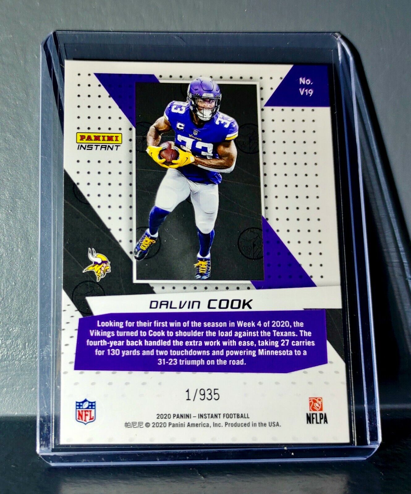 Dalvin Cook 2020 Panini NFL Instant Vortex #19 Football Card 1/935