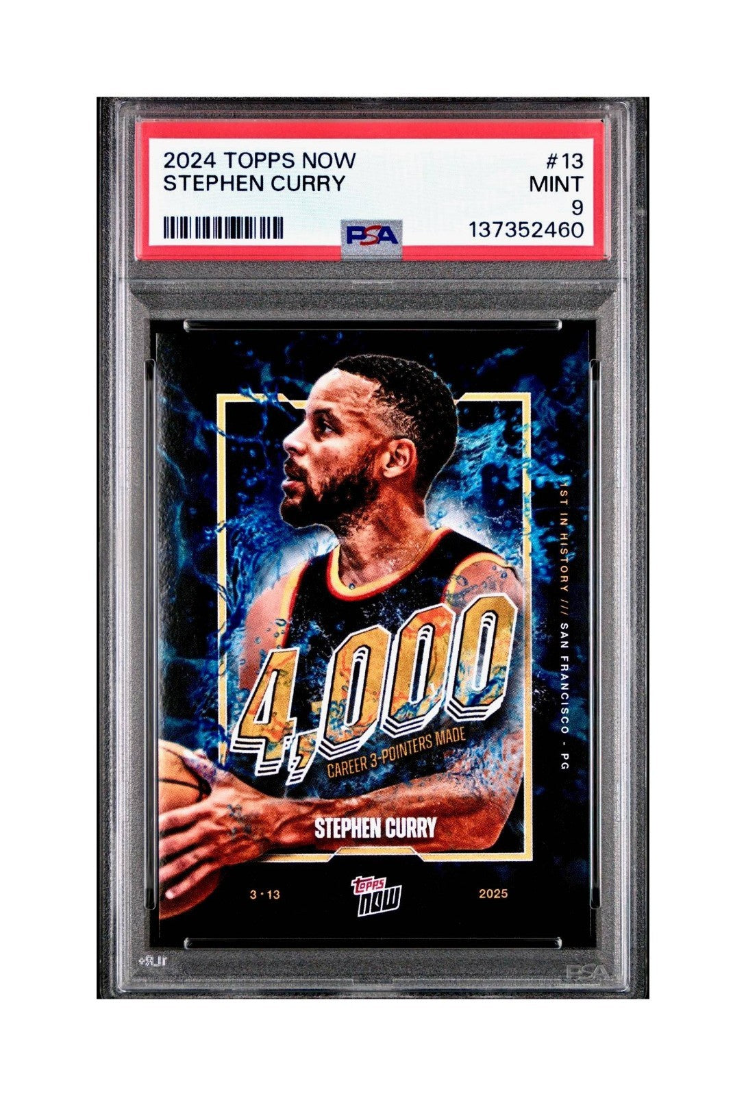 Stephen Curry 2024 Topps Now 4000 Career 3 Pointers #13 PSA 9 Mint