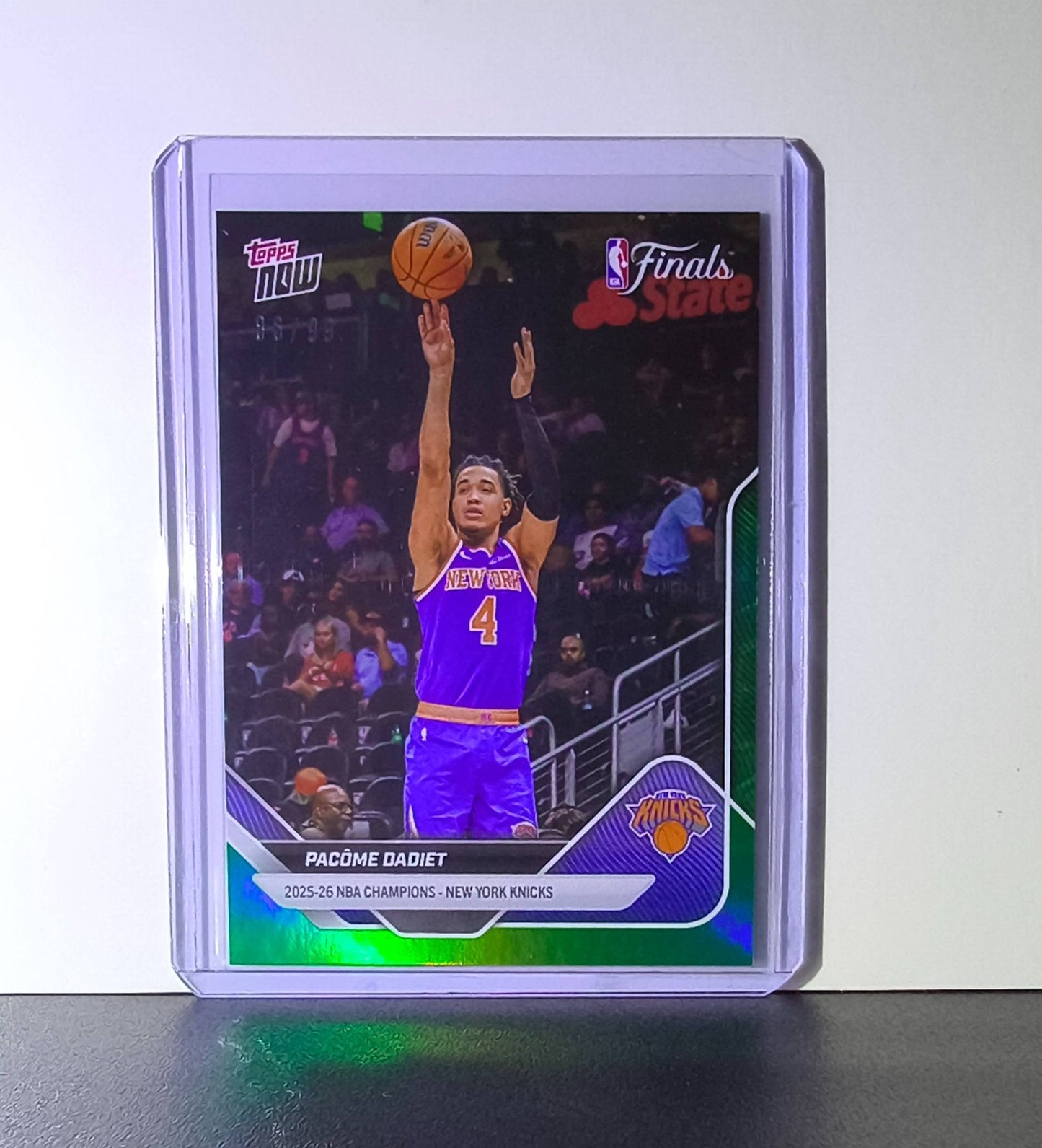 Pacome Dadiet 2026 Topps Now NBA Champions #C11 Green Foil 86/99 New York Knicks