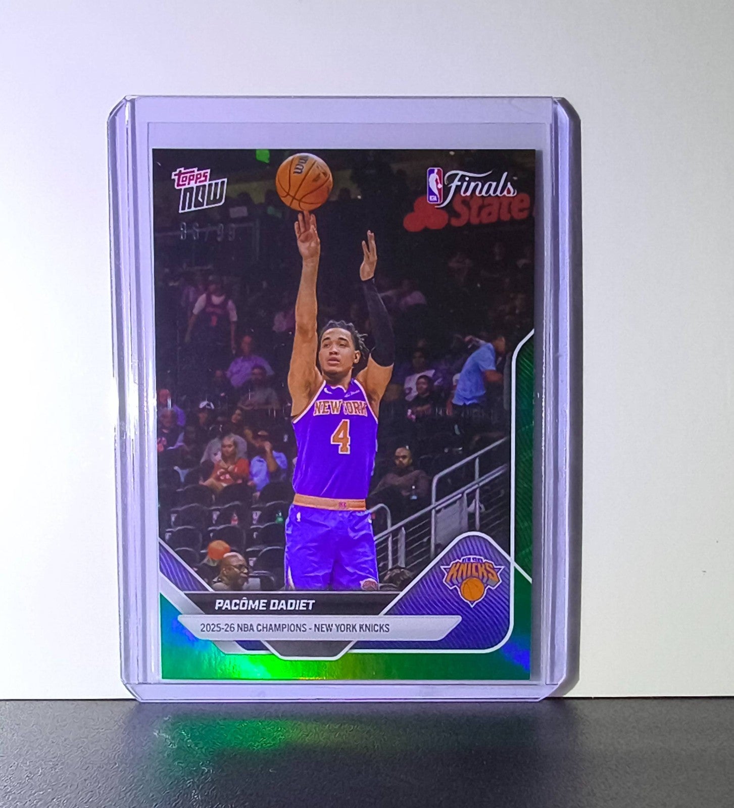 Pacome Dadiet 2026 Topps Now NBA Champions #C11 Green Foil 86/99 New York Knicks
