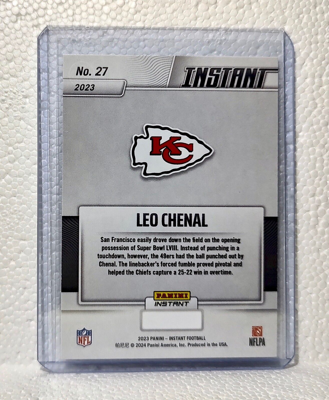 Leo Chenal 2023 Panini NFL Superbowl Champions #27 Card Kansas City Chiefs