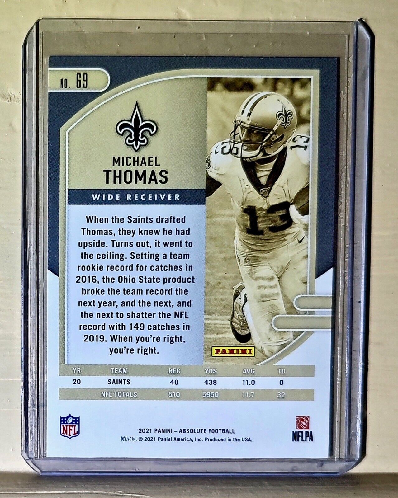 Michael Thomas 2021 Panini NFL Absolute Green Parallel Football #69 Card Saints