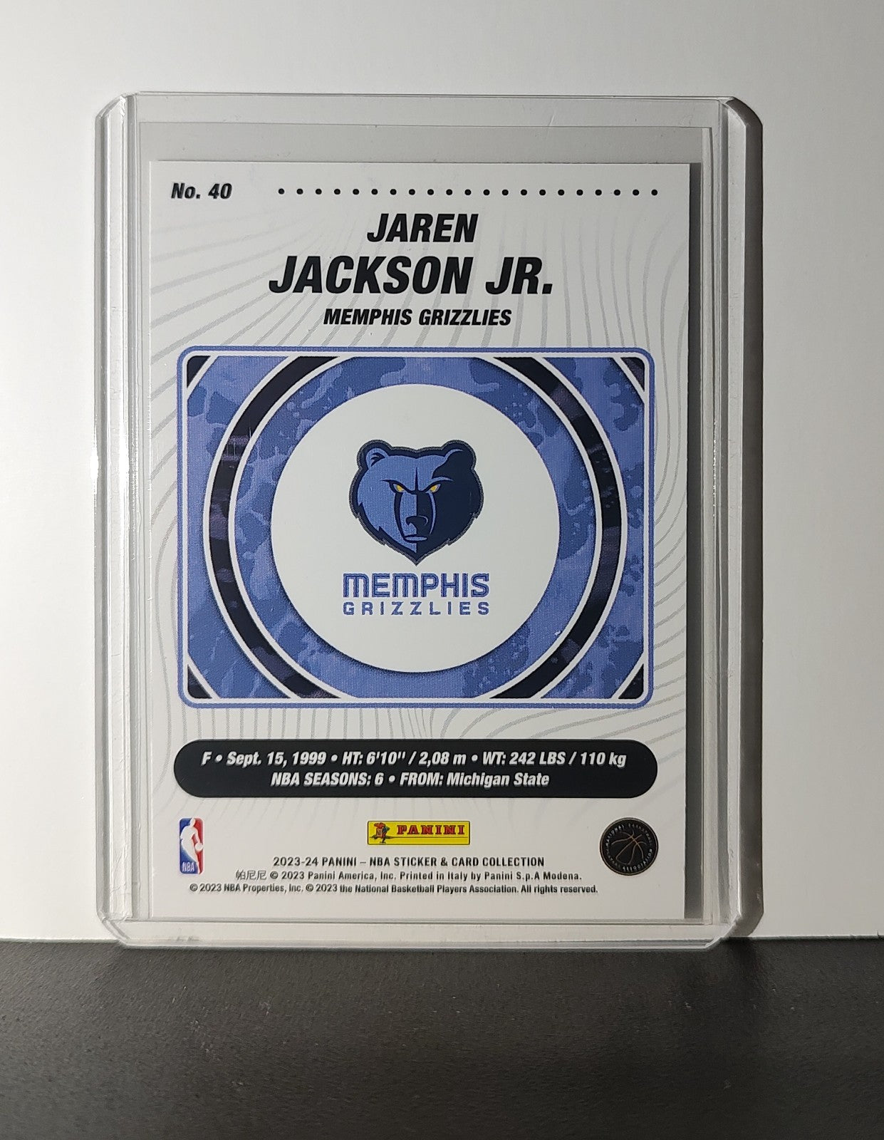 Jaren Jackson Jr. 2023-24 Panini NBA Sticker Foil Card #40 Memphis Grizzlies