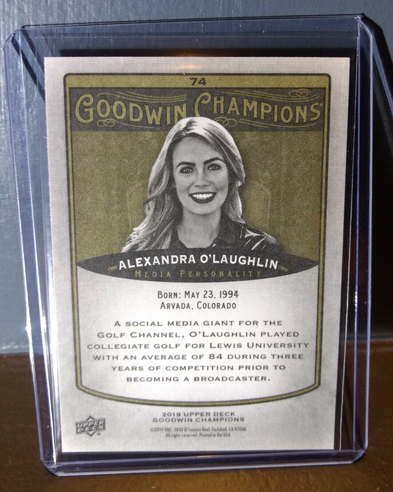 2019 Upper Deck Goodwin Champions Alexandra O'Laughlin 74 Media Personality Card