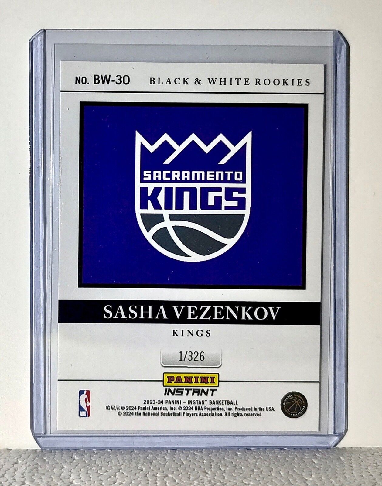 Sasha Vezenkov 2023-24 Panini NBA #30 Black and White Rookies Card 1/326