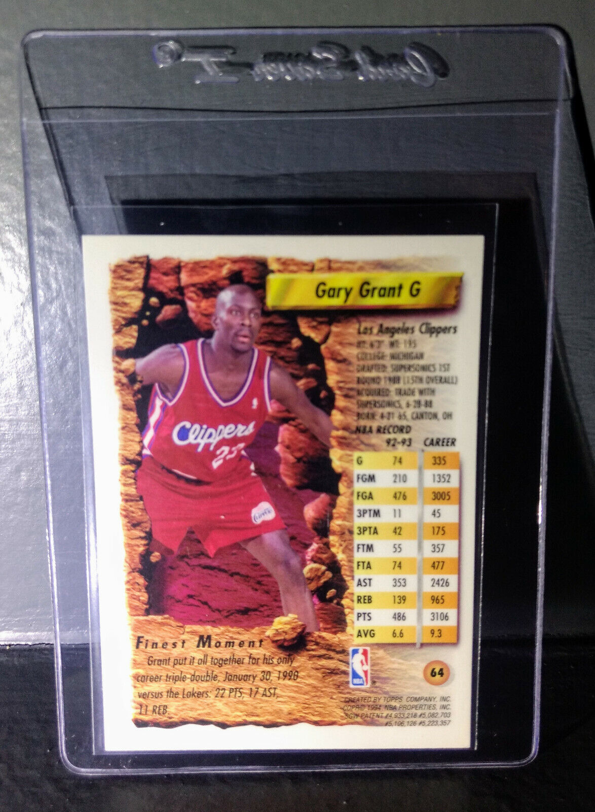 1993-94 Topps Finest Gary Grant #64 Basketball Card