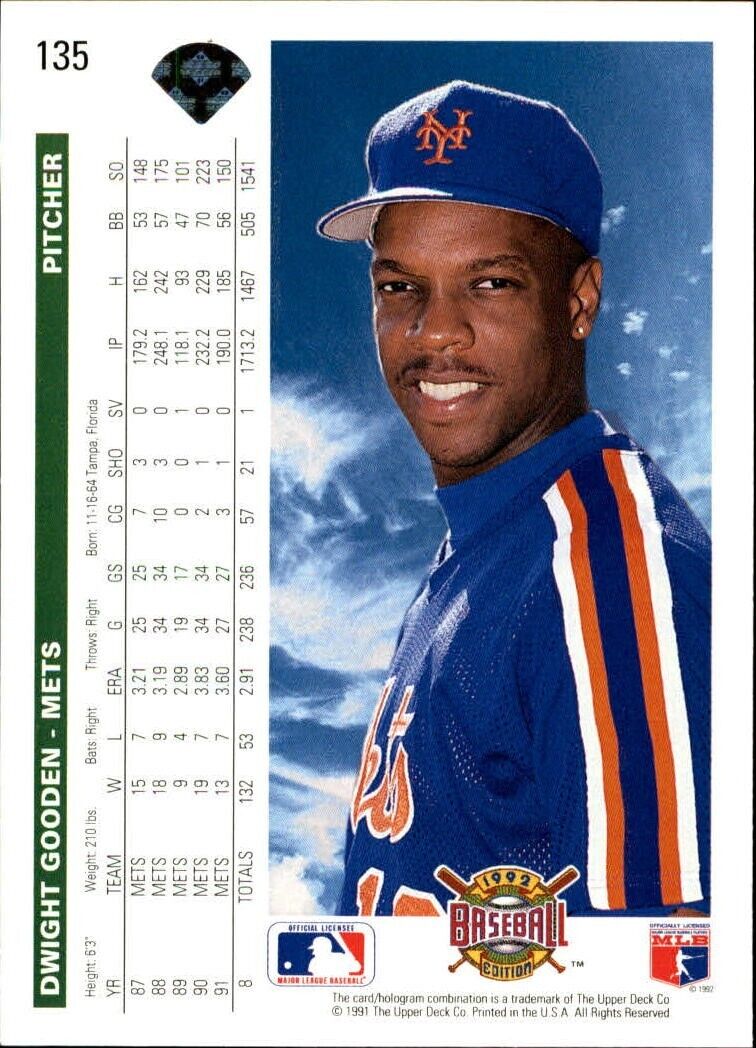 Dwight Gooden 1992 Upper Deck MLB #135 Baseball Card New York Mets