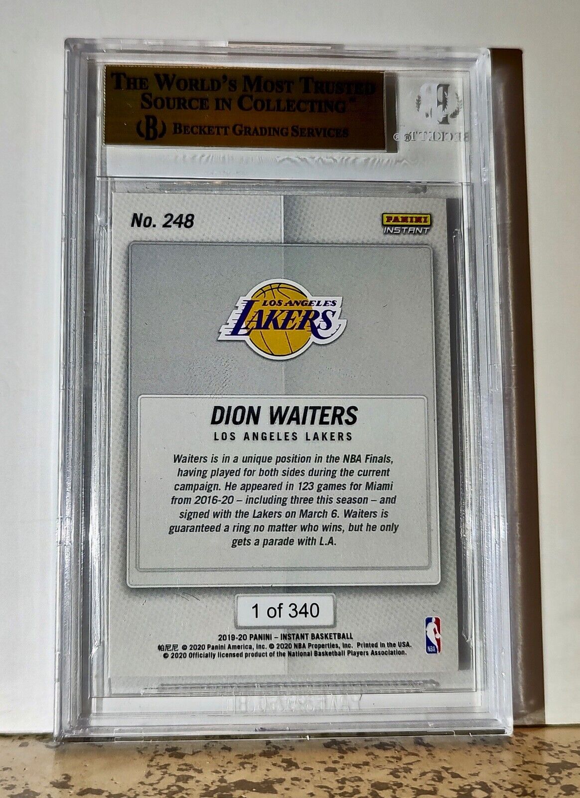 Dion Waiters 2019-20 Panini NBA #248 Basketball 1 of 340 BGS 9.5 Gem Mint Lakers