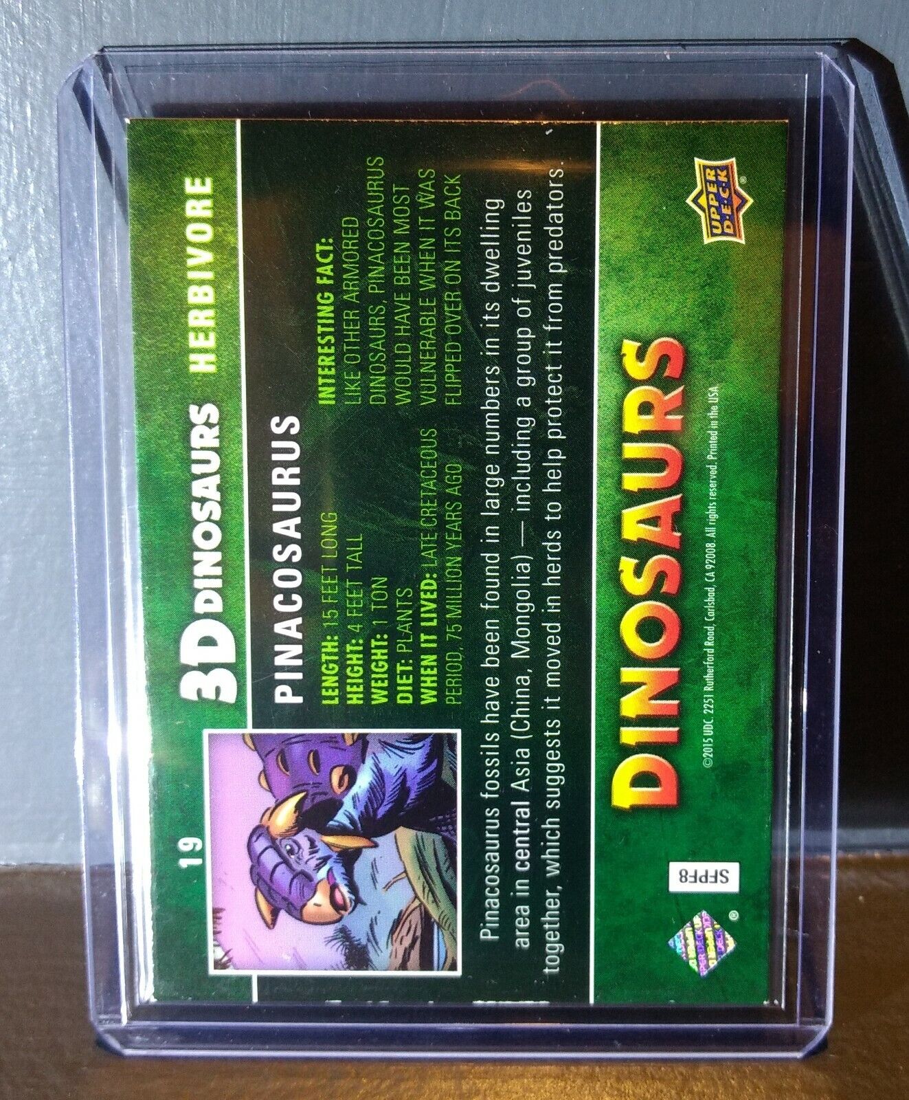 2015 Upper Deck Dinosaurs 3-D Lenticular Pinacosaurus #19 Trading Card