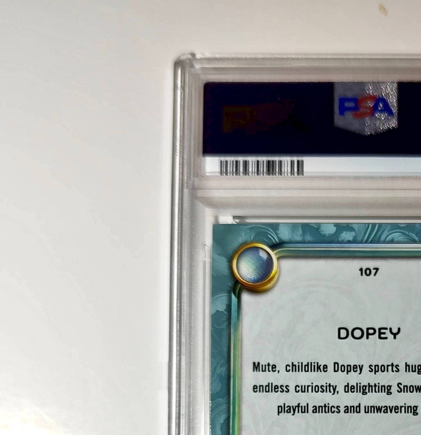 Dopey 2025 Topps Disney #107 Diamond Card Snow White and the Seven Dwarfs PSA 9