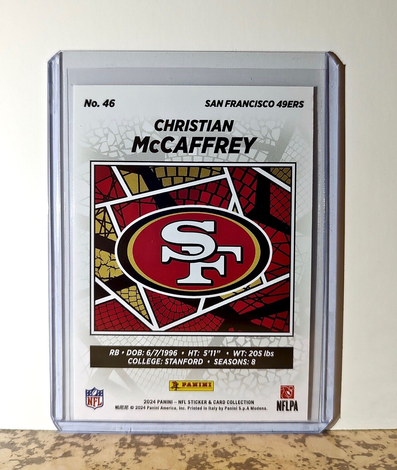 Christian McCaffrey 2024 Panini NFL #46 Sticker Card San Francisco 49ers