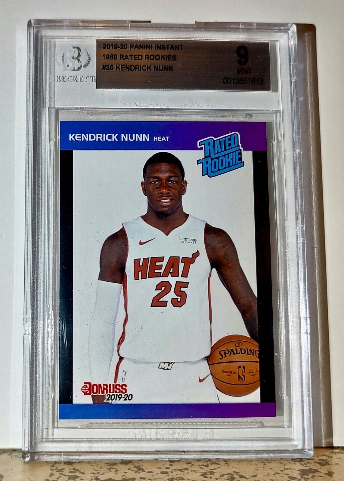 Kendrick Nunn 2019-20 Panini NBA #36 1989 Rated Rookies 1/3431 BGS 9 Mint Heat