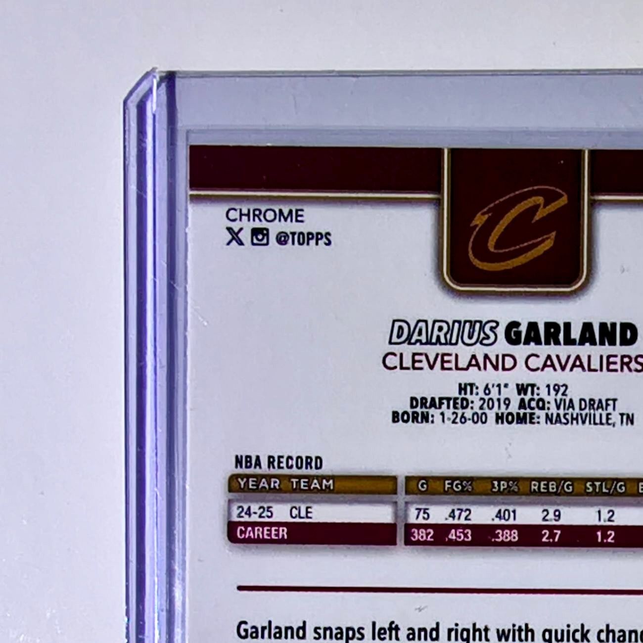 Darius Garland 2025-26 NBA Topps Chrome Update Blue Refractor 60/150 #32 Card