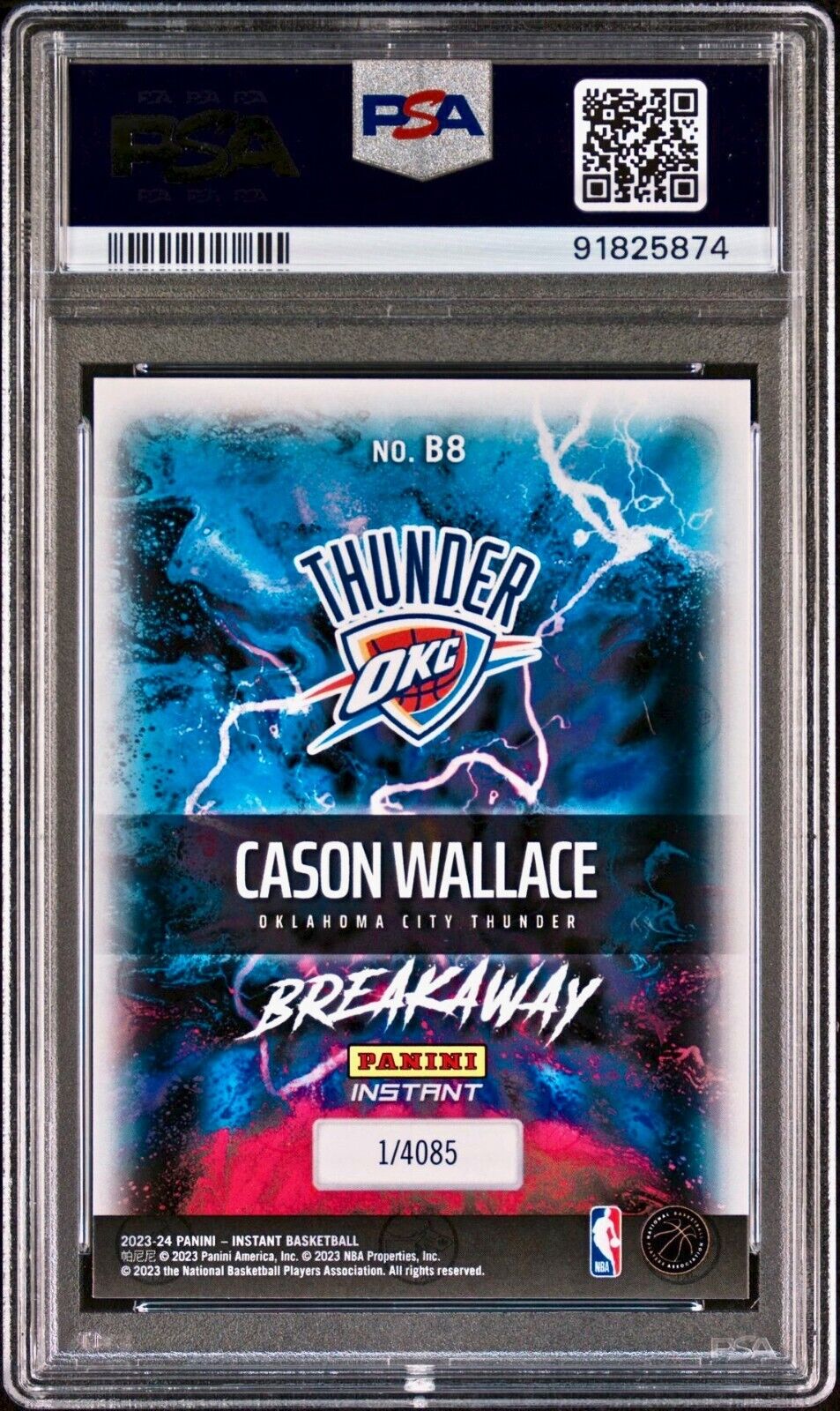 Cason Wallace 2023-24 Panini NBA Breakaway #8 Rookie Card 1 of 4085 PSA 9 Mint