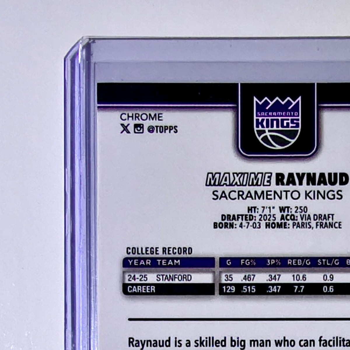 Maxime Raynaud Rookie 2025-26 NBA Topps Chrome Update X-Fractor #193 Card Kings