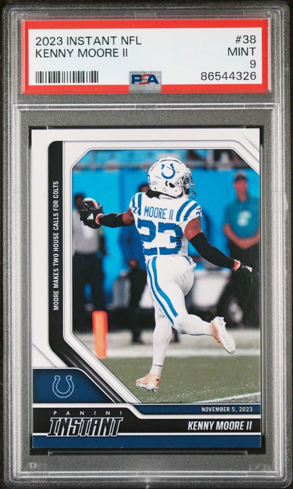 Kenny Moore II 2023 Panini NFL Football #38 Card 1 of 90 Colts PSA 9 Mint