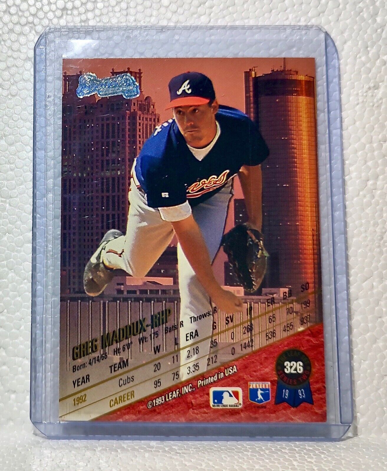 Greg Maddux 1993 Leaf MLB #326 Baseball Card Atlanta Braves