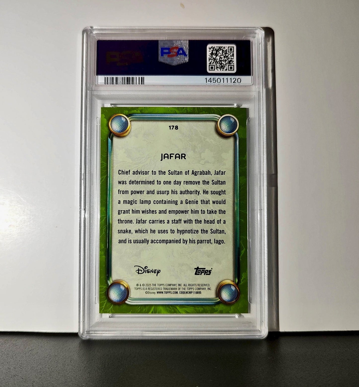 Jafar 2025 Topps Disney Wonder #178 Card Aladdin PSA 10
