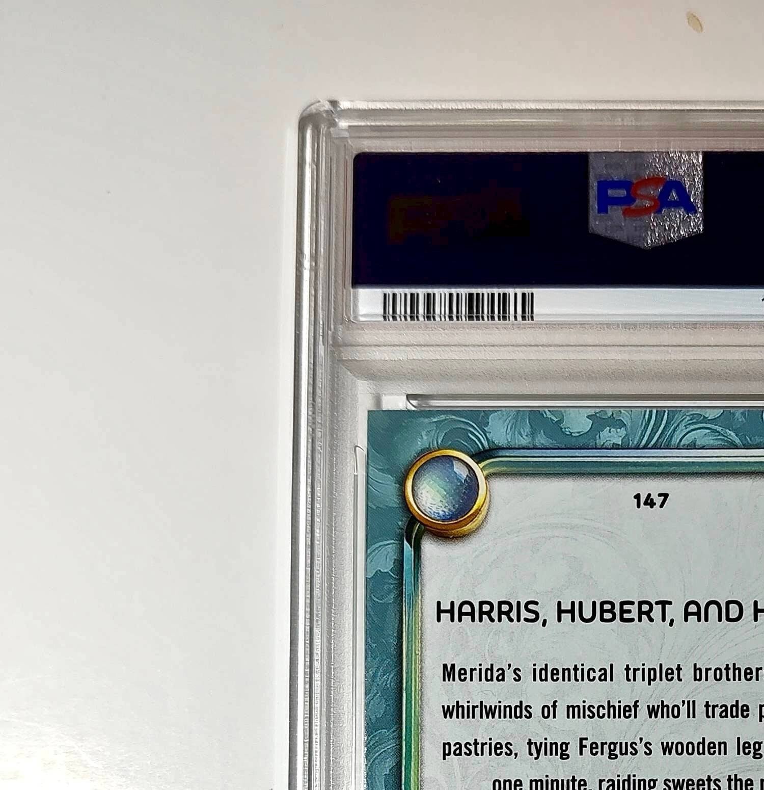 Harris, Hubert, and Hamish 2025 Topps Disney #147 Diamond Card Brave PSA 8
