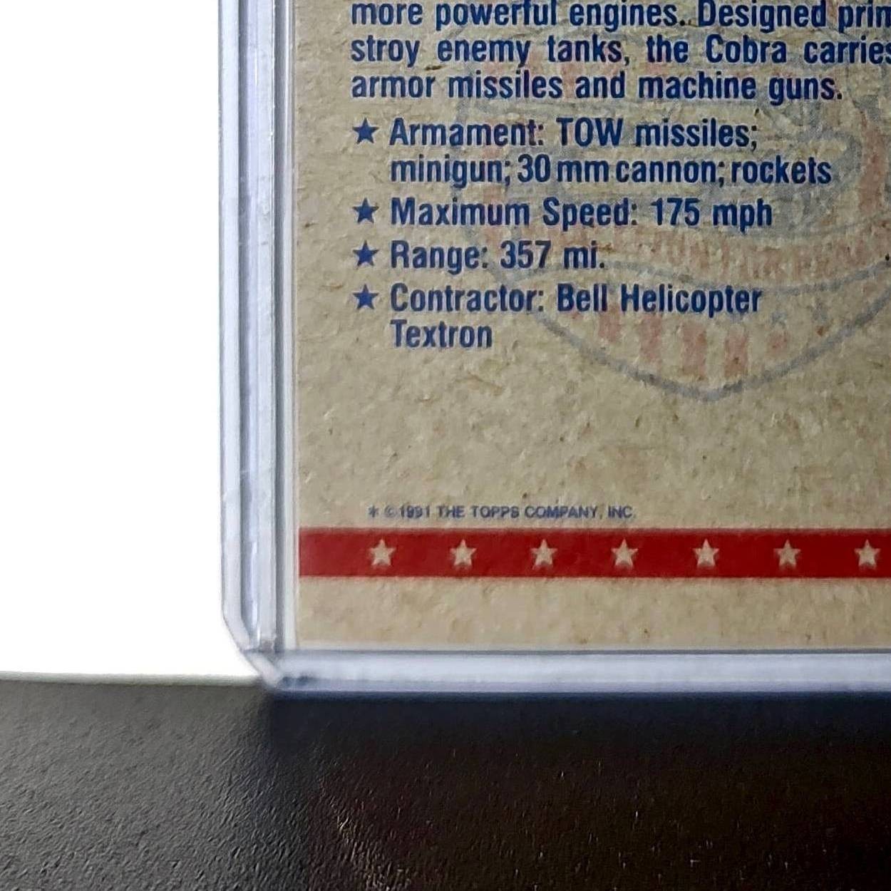 Cobra Helicopter 1991 Topps Desert Storm #16 Card