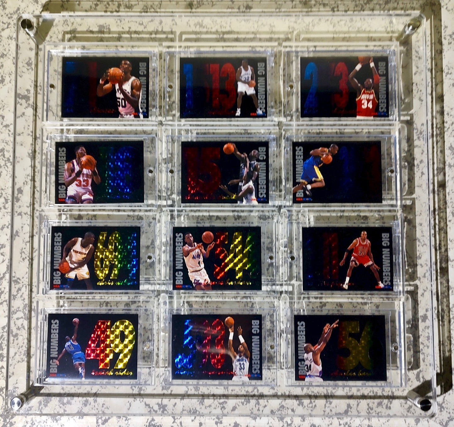 1994-95 Skybox NBA Hoops Big Numbers Cards Set of 12 with Acrylic Display