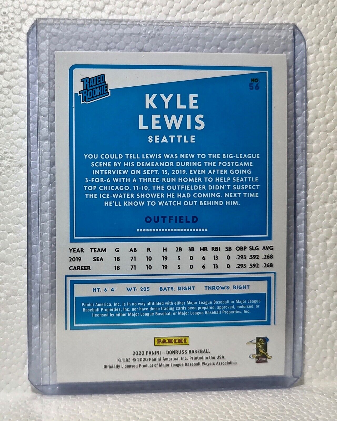 Kyle Lewis 2020 Panini Donruss MLB #56 Rated Rookie Card Seattle Mariners