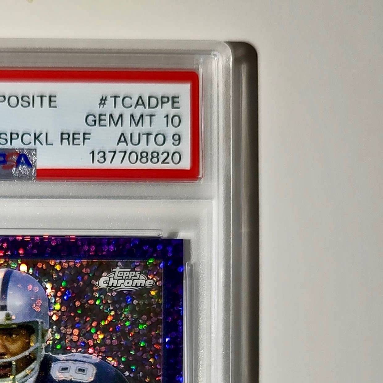 Drew Pearson 2023 Topps #TCA-DPE Chrome Purple Speckle 19/199 PSA 10 Auto 9