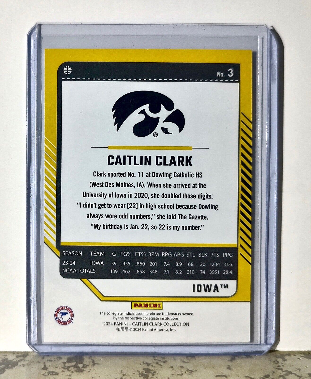 2024 Caitlin Clark Panini Donruss #3 Basketball Card Iowa Hawkeyes