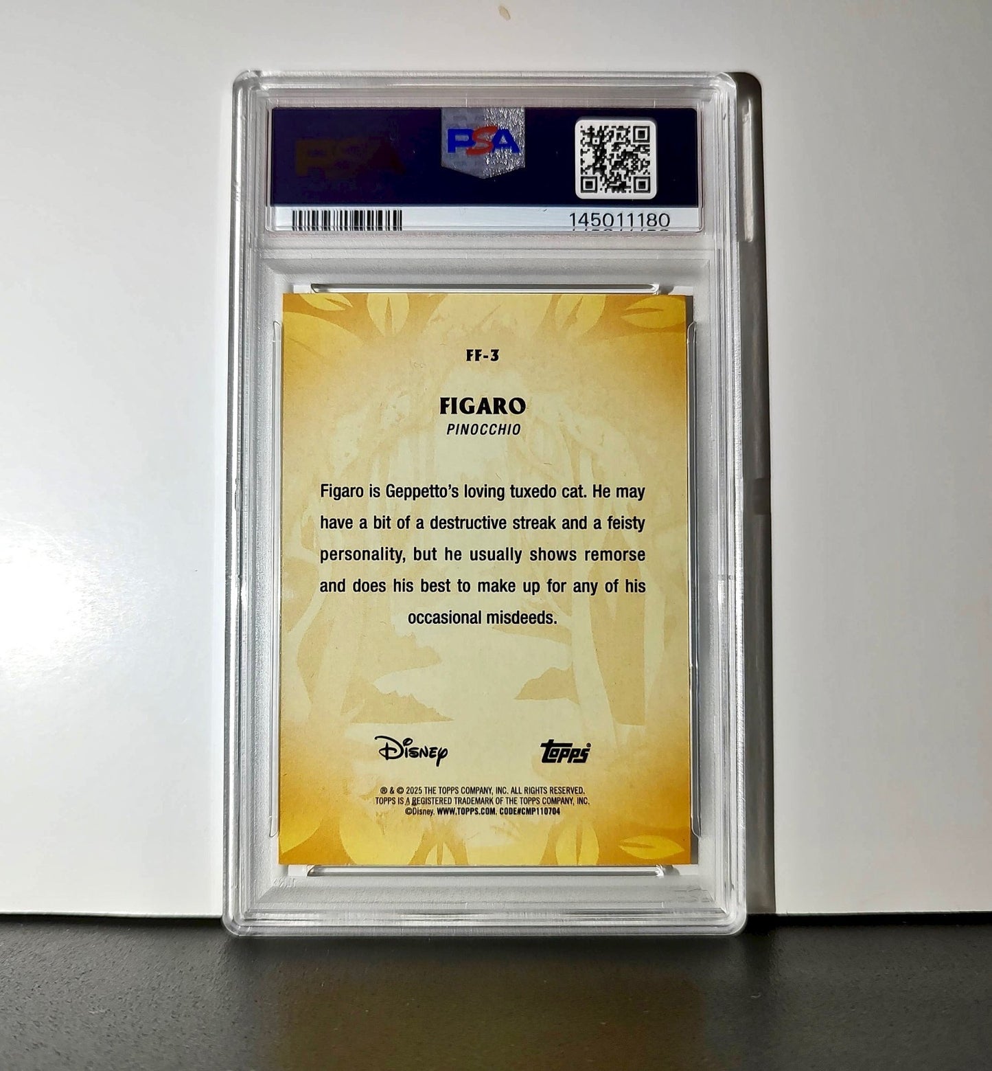 Figaro 2025 Topps Disney #FF-3 Furry Friends Card Pinocchio PSA 10