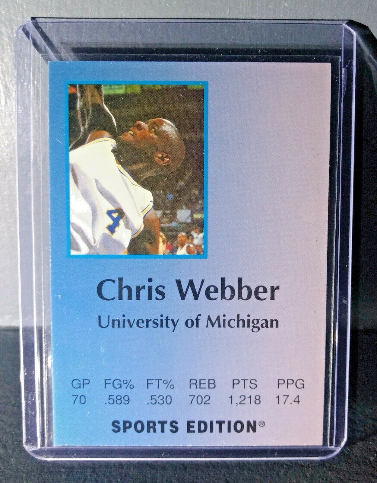 1993 Chris Webber Sports Edition Gold Foil Michigan Wolverines Basketball Card 