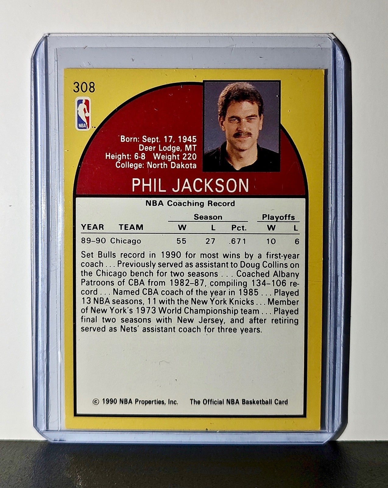 Phil Jackson 1990 NBA Hoops NBA #308 Card Chicago Bulls