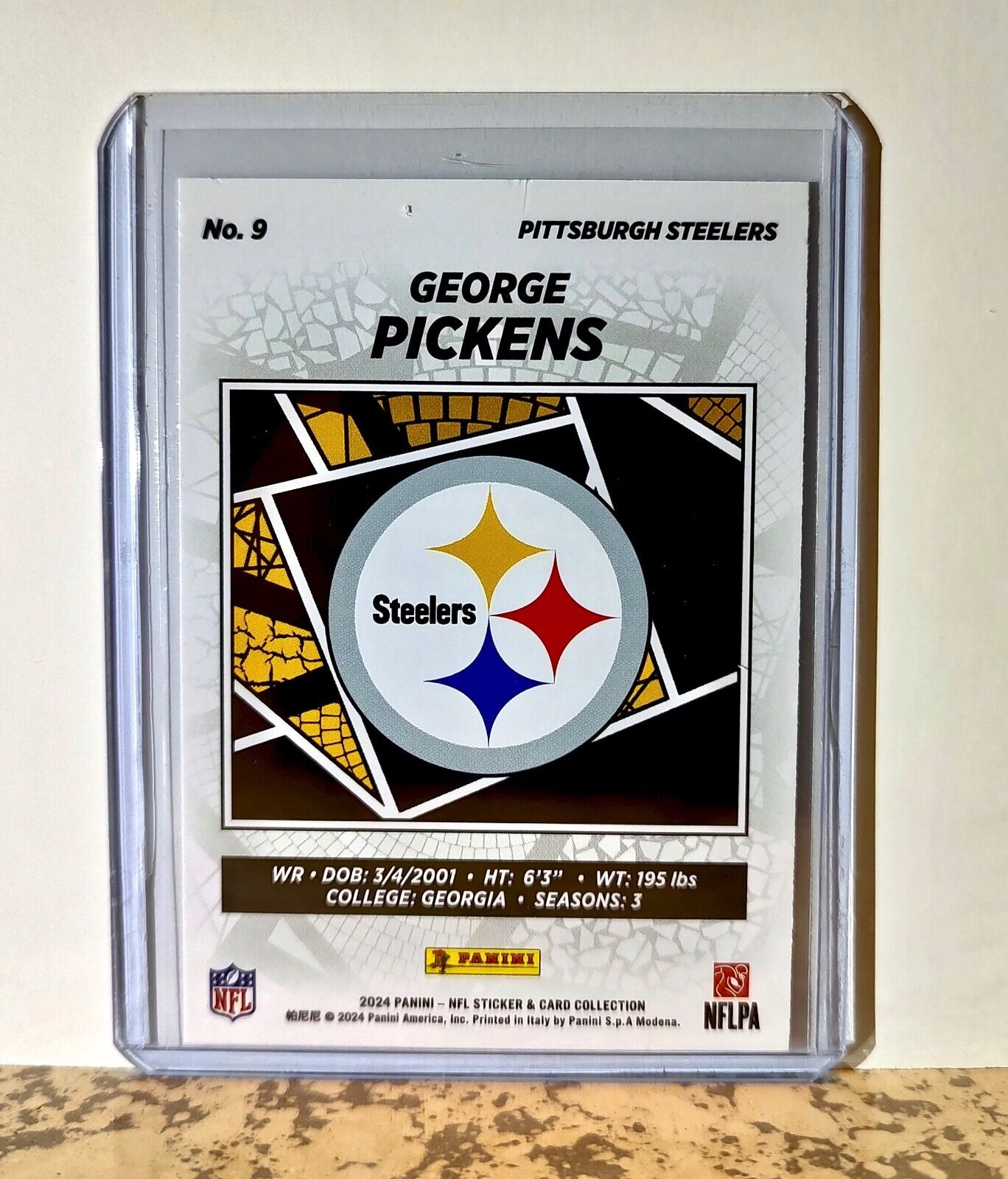 George Pickens 2024 Panini NFL #9 Silver Foil Sticker Card Pittsburgh Steelers