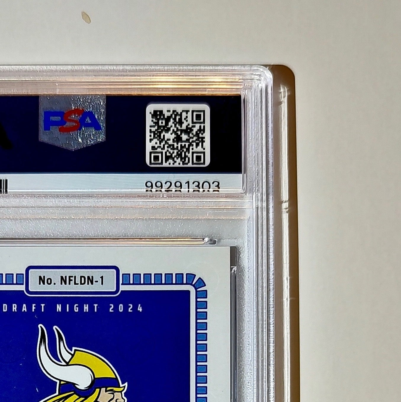 JJ McCarthy Rookie 2024 Panini NFL Draft Night Blue Football Card 2/5 SSP PSA 9