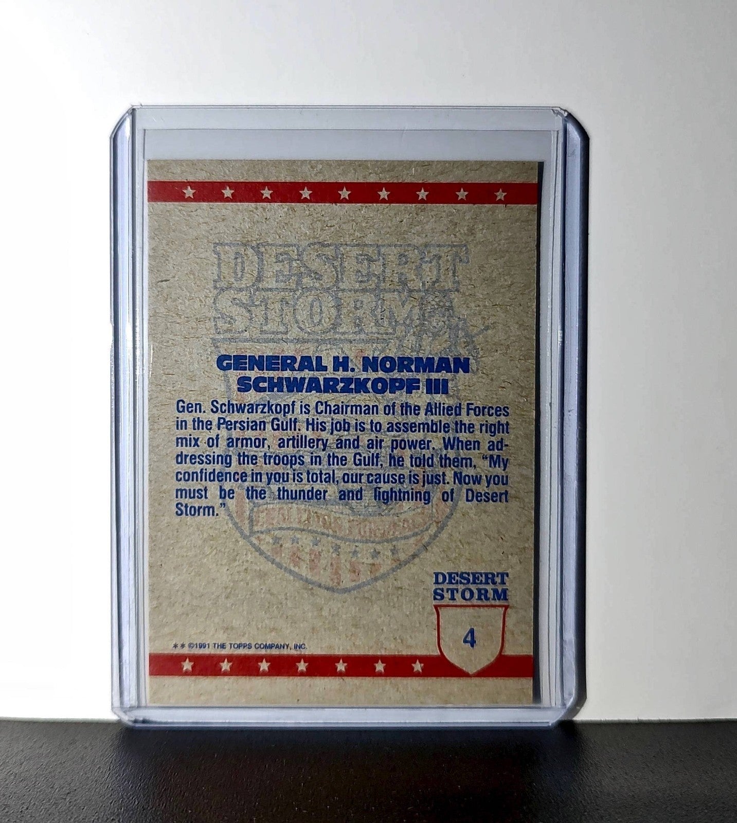 General H. Norman Schwarzkopf 1991 Topps Desert Storm #4 Card