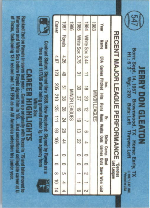 1988 Jerry Don Gleaton Donruss Baseball Card #547